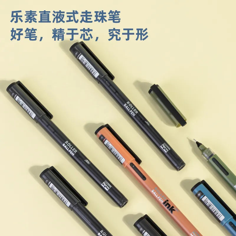 Idcrea Liquid Roller Ball Pens Ink Black Pen Fine Point Smooth Writing Pens 0.5 mm No Bleed Rolling Ball Pens for Office Writing School Journaling