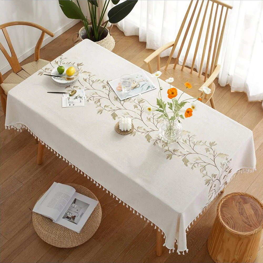 Linen Cotton Tassel Waterproof Table Cover Thicken Rectangular Wedding  Dining Tea Table Cloth Tovaglia Plastica