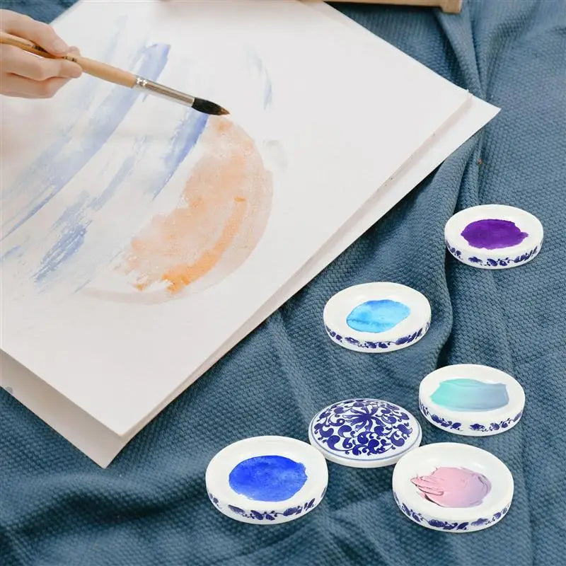 1 set of Stackable Paint Mixing Trays Ceramic Round Watercolor