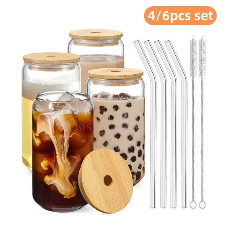 *50% Off* 16 oz. Drinking Glass w/ Bamboo Lid and Glass Straw, Borosilicate  Glass