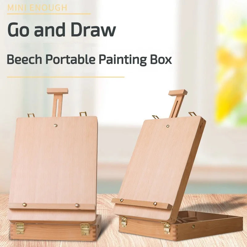 Adjustable Beech Easel for The Artist Painting Sketch Easel Drawing Table  Box Oil Paints Easel Table