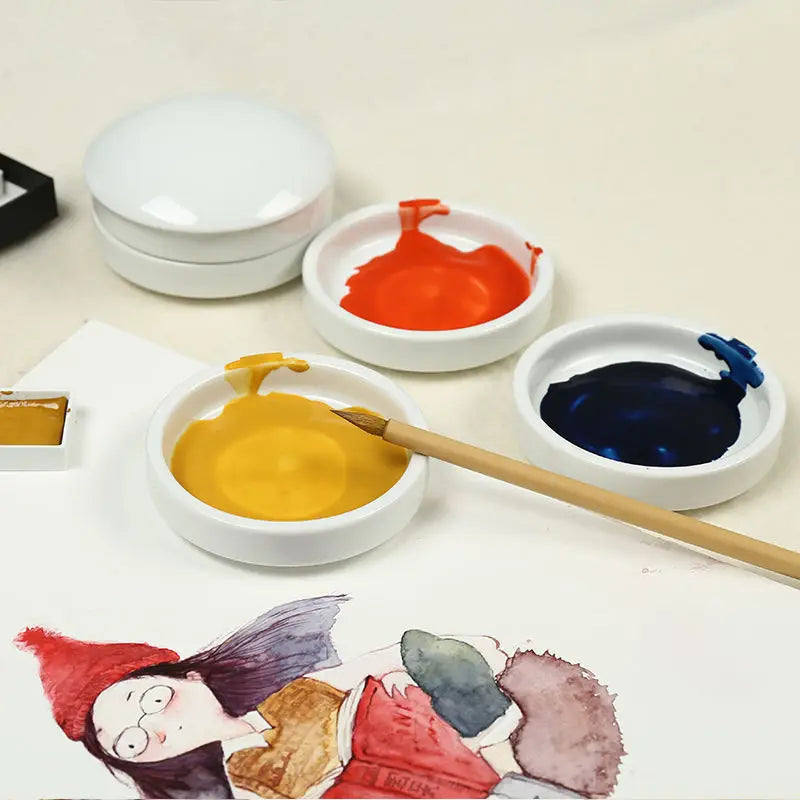 AOOKMIYA Ceramic Palette with Cover Five-layer Chinese Painting Pigmen