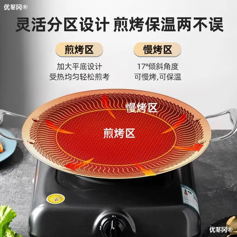 Cooking pot non stick Korean BBQ pan 316 Stainless steel frying pan co –  AOOKMIYA