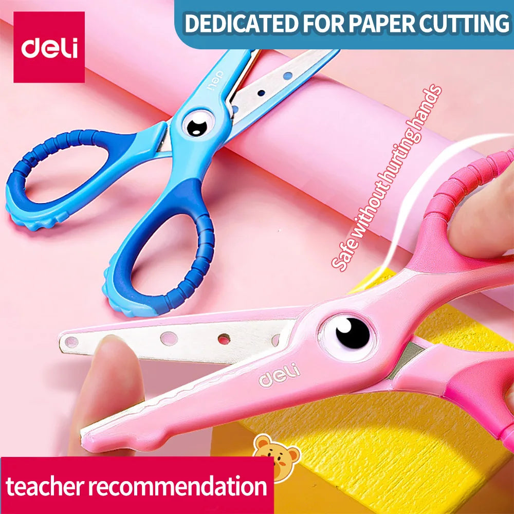 DELI Child Safety Scissors Kindergarten Round Head Small Plastic Paper –  AOOKMIYA