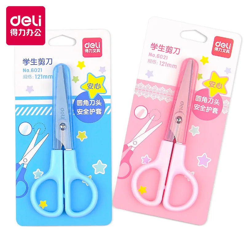 DELI Child Safety Scissors Kindergarten Round Head Small Plastic