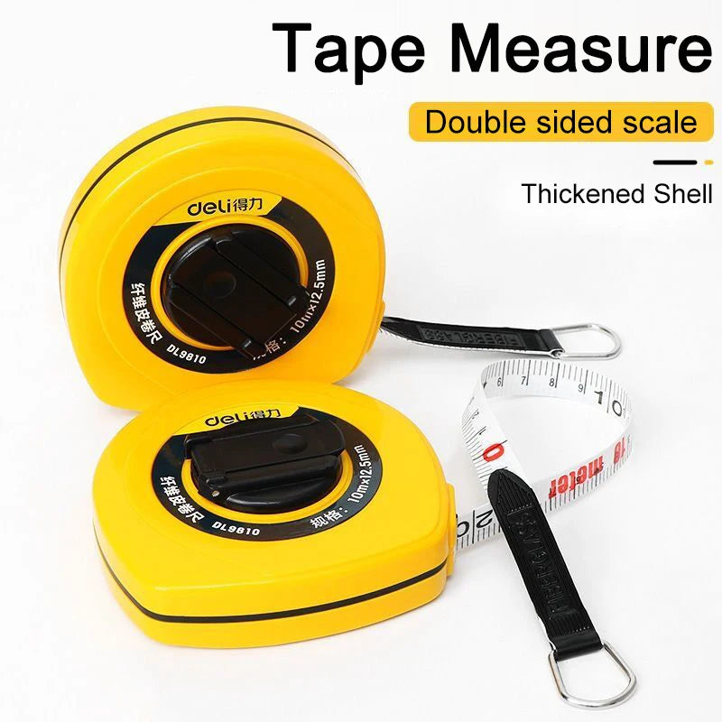 Deli 10M Tape Fiberglass Tape Measure Flexible Measurement Ruler