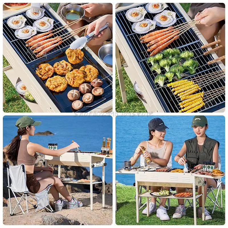 Portable Outdoor BBQ Grill Patio Camping Picnic Barbecue Stove Suitable For  People Charcoal Grill Korean Bbq Grill Table