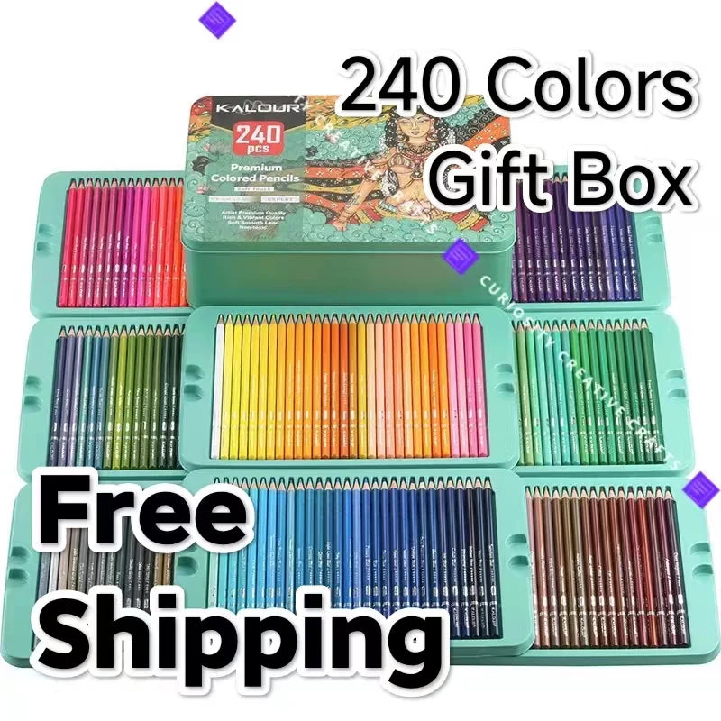 KALOUR 240 Premium Color Pencil Set Free Shipping Gift Box Soft Core V –  AOOKMIYA