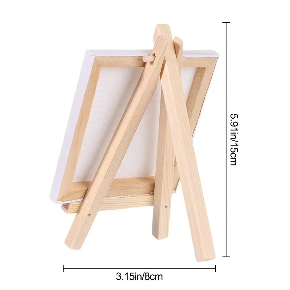 12pcs Artists 5 inch Mini Easel +3 inch x3 inch Mini Canvas Set Painting  Kids Craft DIY Drawing Small Table Easel for School
