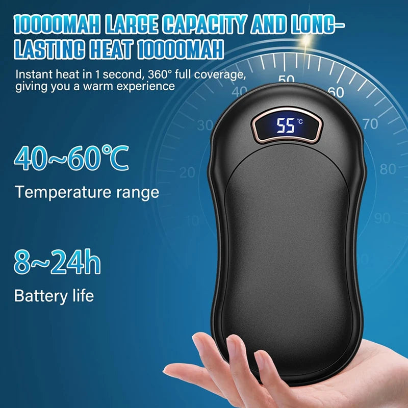 Hand Warmers 10000mAh Rechargeable, Electronic Hand Warmer/Powerbank With  Digita