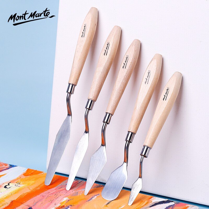 5-piece palette knife set stainless steel scraper oil painting color –  AOOKMIYA