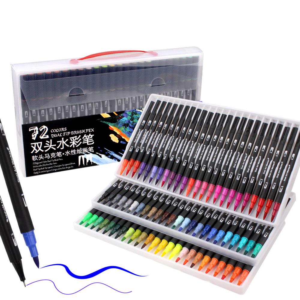 72 Colors Dual Tips Brush Drawing Pens Watercolor Art Markers Set