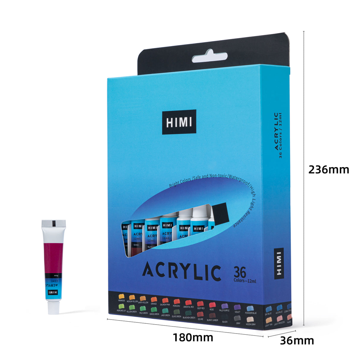 HIMI Acrylic Paint Set, 36 Colors Acrylic Paint Kit for Canvas, Craft –  AOOKMIYA