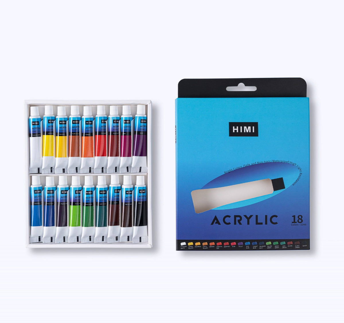 Wholesale China manufacturer HIMI 12ml 18colors non-toxic acrylic