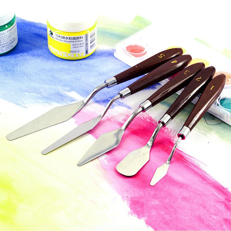 AOOKMIYA 5 PCS Steel Spatula Palette Knives Basic Painting Tool for Oi