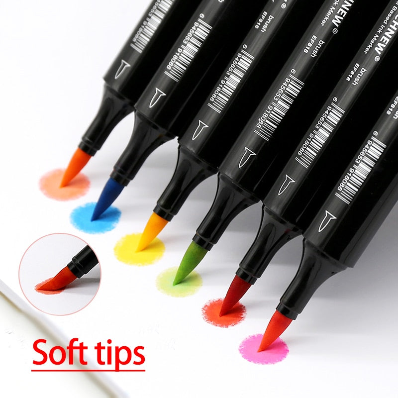 Markers Pen Brush Set Anime Student Design 60/48/36/24/18 Colors Double  Head Color Oily Markers Full Set of Color Art Supplies