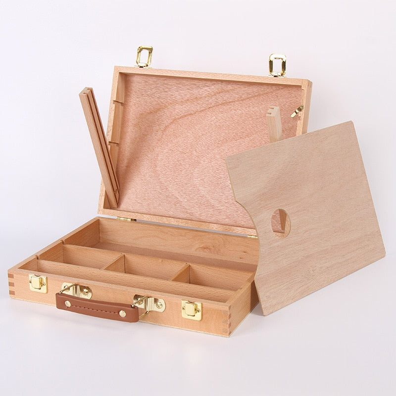 Wooden Box Easel Multifunctional Portable Oil Painting Box With