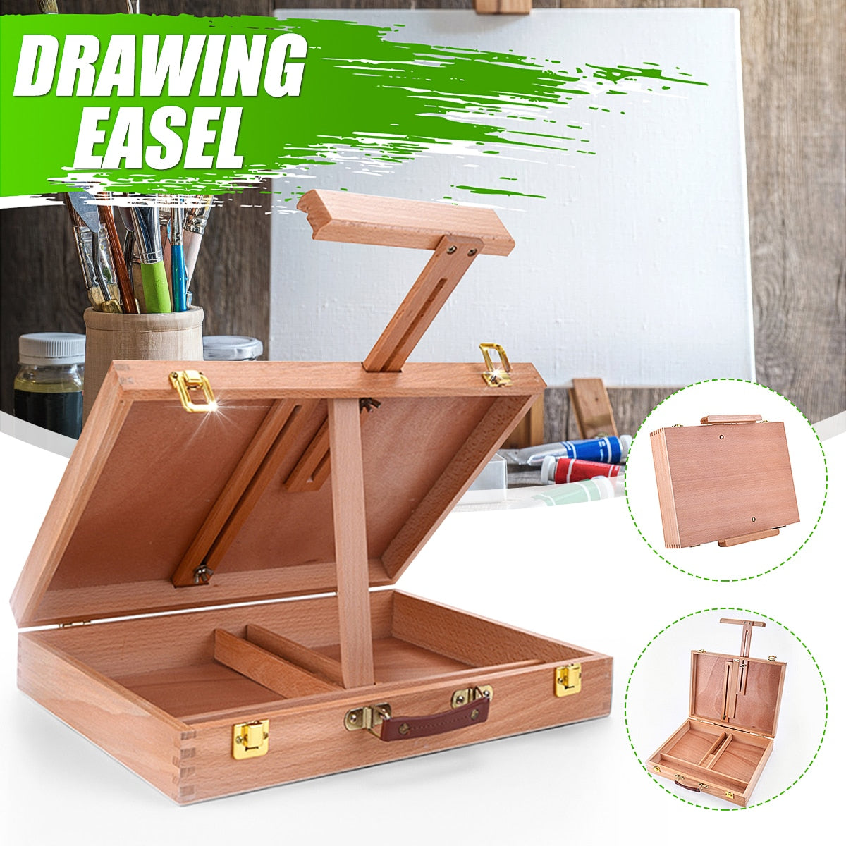 Wooden Easel Painting Easel Artist Desk Easel Portable Miniature Desk  Folding Easel Table Box Oil Paint