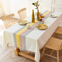 0371 Plaid Decorative Linen Tablecloth With Tassel Waterproof Oilproof Thick Rectangular Wedding Dining Table Cover Tea Table Cl