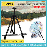 AOOKMIYA 1-2Pcs 63 Inch Artist Easel Height Adjustable Aluminum Alloy Display Easel Sketch Sketching Painting Drawing Stand Carrying Bag