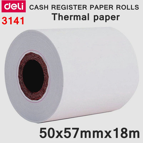 1 Roll Deli 3141 Cash register Paper roll 50x57mmx18m thermal paper heat sensitive paper for POS machine