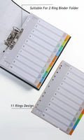 10 Color Binder Index Divider Plastic A4 File Folder Separators 2/3/4 Hole Binder A4 Plastic Dividers For Filing Cabinets