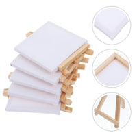 AOOKMIYA 10 Sets Mini Frame Easels Miniature Painting Desktop Canvas Board Canvases Card Stand