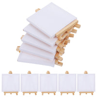 AOOKMIYA 10 Sets Mini Frame Easels Miniature Painting Desktop Canvas Board Canvases Card Stand