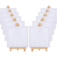 AOOKMIYA 10 Sets Mini Frame Easels Miniature Painting Desktop Canvas Board Canvases Card Stand