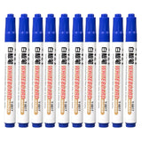 10 pçs/set waterborne quadro branco caneta marcador preto/azul/vermelho tinta crua nib marcadores canetas material escolar papelaria