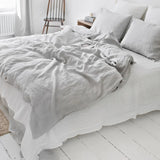 100% Pure Linen Light Grey Bedding Set for Double Bed Queen/King Comforter Cover Set Single 1 Duvet Cover And 2 Pillowcases