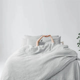 100% Pure Linen Light Grey Bedding Set for Double Bed Queen/King Comforter Cover Set Single 1 Duvet Cover And 2 Pillowcases