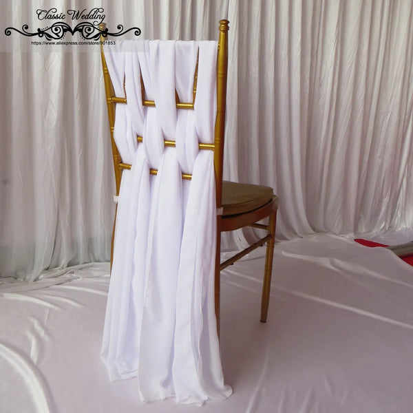 100 Set White Chiffon Chair Sash Chiavari Chair Cover Free Shipping Luxury Chiffon Chair Ribbon