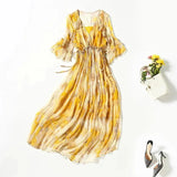 AOOKDRESS 100% Silk Dress Women Summer 2024 Floral Long Female Beach Elegant Ladies es Two-piece Vestido De Mujer Pph5034