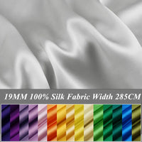 100% Silk Fabric Weight 19MM Width 285cm Nature Mulberry Silk Fabric Plain Dyed Silk DIY Dress Clothing Bedding Scarf