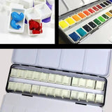 AOOKMIYA AOOKMIYA  100PCS 1ml/2ml Plastic Empty Watercolor Half Paint Pans for Children Artist Student Beginners Painting Drawing Palette Paint Box