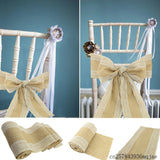 100PCS Chair Tie Bow Hessian Jute Burlap Chair Sashes Jute Rustic for Wedding Decor Festival Party Hotel Home Decoration