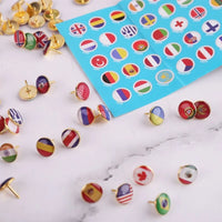 100PCS Multifunctional National Flag Thumb Nails Push Pins for Photos Picture Wall Country Maps Bulletin Cork Board