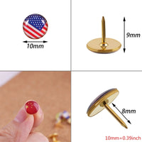 100PCS Multifunctional National Flag Thumb Nails Push Pins for Photos Picture Wall Country Maps Bulletin Cork Board