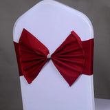 100Pcs/lot Wedding Chair Sashes Bow Acrylic Cover Band Elastic Red wine/ Gold Sash Spandex Chair Ties Decorations Event Party