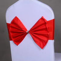 100Pcs/lot Wedding Chair Sashes Bow Acrylic Cover Band Elastic Red wine/ Gold Sash Spandex Chair Ties Decorations Event Party