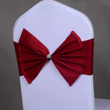 100Pcs/lot Wedding Chair Sashes Bow Acrylic Cover Band Elastic Red wine/ Gold Sash Spandex Chair Ties Decorations Event Party