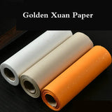 100m Xuan Paper Chinese Painting Calligraphy Gold Foil Rice Paper Colorful Half-Ripe Chinese Rice Paper with Scattered Gold Spot