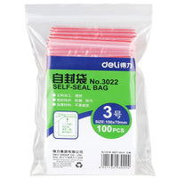 100pcs/Bag Deli 3022-3029 PE self seal bag 100x70mm 140x100 200x140mm 340x240mm self sealling packing bag PP bag 0.04mm thick