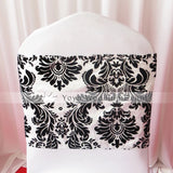 100pcs Black And White Flocking Taffeta Chair Cover Sash Also Call Elegance Damask Corset Chair Sash,Double Side Satin Ribbon