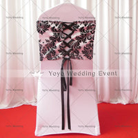 100pcs Black And White Flocking Taffeta Chair Cover Sash Also Call Elegance Damask Corset Chair Sash,Double Side Satin Ribbon