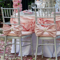 100pcs Free Shipping Chiavari Satin Chair Band Sashes With Pearl Buckle For Wedding Party Decoration