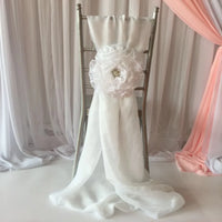 100pcs Free Shipping White Flower  Chiavari Chair Sash  Chair Cover for Wedding Decoration