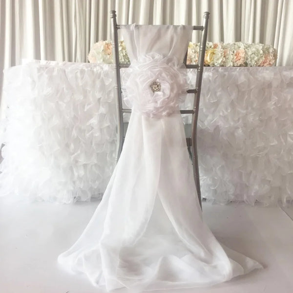 100pcs Free Shipping White Flower  Chiavari Chair Sash  Chair Cover for Wedding Decoration