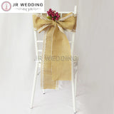 100pcs Hessian Jute Burlap Chair Sash with Lace at Side for Rustic Wedding Decoration